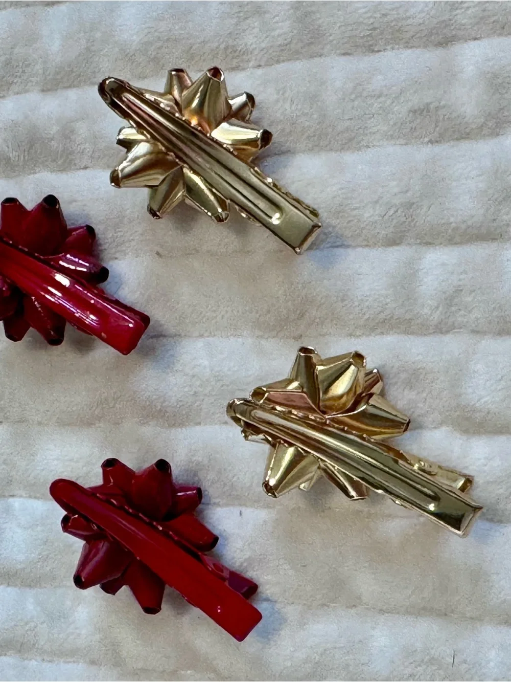 Festive Red & Gold Bow Hair Clips for Kids
